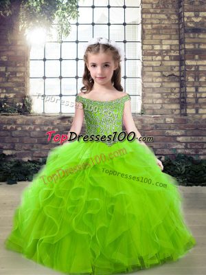 Graceful Off The Shoulder Sleeveless Zipper Little Girl Pageant Dress Tulle
