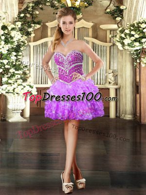 Organza Sleeveless Mini Length Cocktail Dresses and Beading and Ruffled Layers