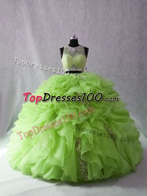 Ball Gowns Beading and Ruffles Vestidos de Quinceanera Zipper Organza Sleeveless