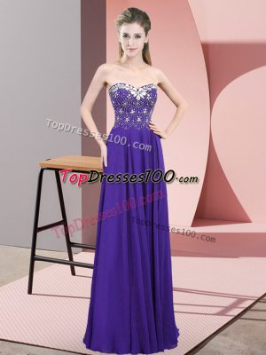 Ideal Sleeveless Beading Zipper Prom Party Dress
