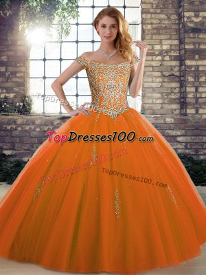 Off The Shoulder Sleeveless Tulle Quinceanera Dresses Beading Lace Up