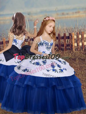 Straps Sleeveless Tulle Little Girls Pageant Dress Wholesale Embroidery Lace Up