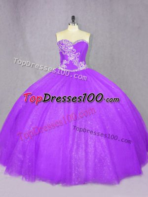 Free and Easy Lavender Quinceanera Dresses Sweet 16 and Quinceanera with Beading Sweetheart Sleeveless Lace Up