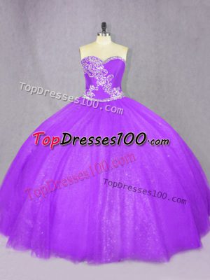 Free and Easy Lavender Quinceanera Dresses Sweet 16 and Quinceanera with Beading Sweetheart Sleeveless Lace Up