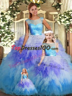 Sleeveless Lace and Ruffles Backless Quinceanera Gown
