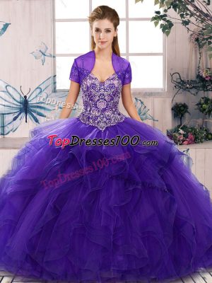 Enchanting Floor Length Purple Sweet 16 Dress Off The Shoulder Sleeveless Lace Up