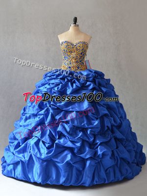 Ball Gowns 15 Quinceanera Dress Blue Sweetheart Taffeta Sleeveless Lace Up