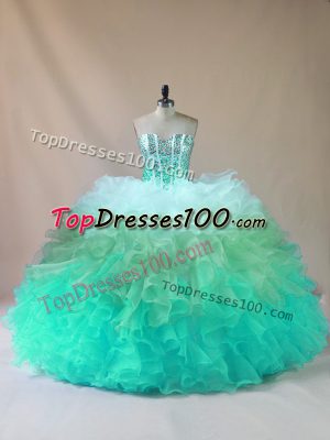Stylish Multi-color Vestidos de Quinceanera Sweet 16 and Quinceanera with Beading and Ruffles Sweetheart Sleeveless Lace Up
