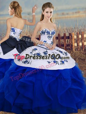 Sweetheart Sleeveless Lace Up Ball Gown Prom Dress Royal Blue Tulle