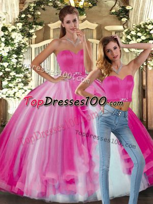 Discount Fuchsia Sleeveless Beading Floor Length Quinceanera Gowns