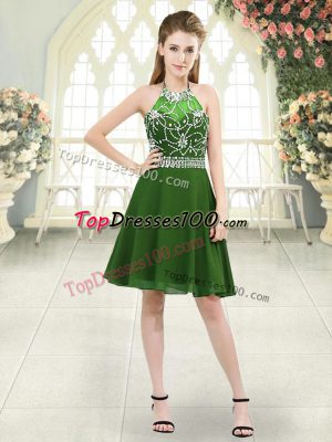 Exquisite Chiffon Sleeveless Knee Length Prom Dress and Beading