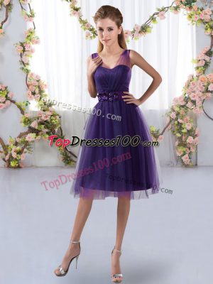 Sleeveless Appliques Zipper Bridesmaid Dress