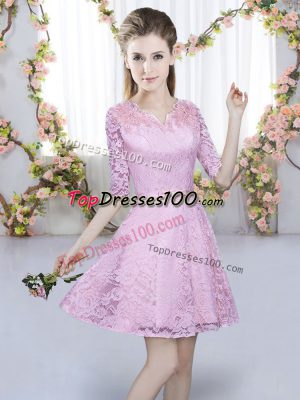 Cute Mini Length Zipper Dama Dress for Quinceanera Lilac for Prom and Party and Wedding Party with Belt