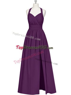 Sleeveless Zipper Floor Length Ruching Prom Dress