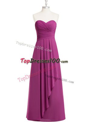 Fuchsia Sleeveless Chiffon Zipper for Prom and Party and Military Ball