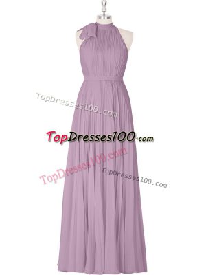 Purple High-neck Neckline Ruching Dress for Prom Sleeveless Zipper