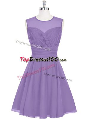 Beautiful Purple Scoop Neckline Ruching Prom Evening Gown Sleeveless Zipper