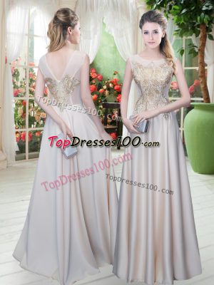 Best Selling Floor Length Empire Sleeveless Champagne Homecoming Dress Zipper