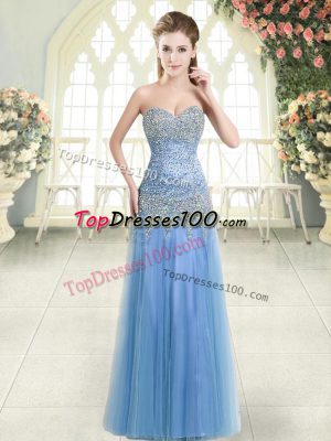 Sleeveless Beading Zipper Evening Dress