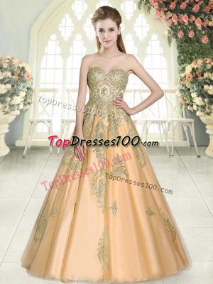 New Style Floor Length Peach Homecoming Dress Sweetheart Sleeveless Lace Up