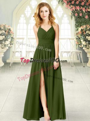 Chiffon Sleeveless Floor Length Prom Evening Gown and Ruching
