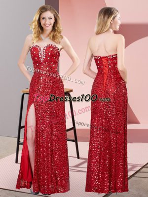 Pretty Sleeveless Beading and Lace Lace Up Prom Evening Gown