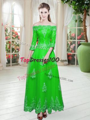 Excellent 3 4 Length Sleeve Lace Up Floor Length Lace Prom Gown