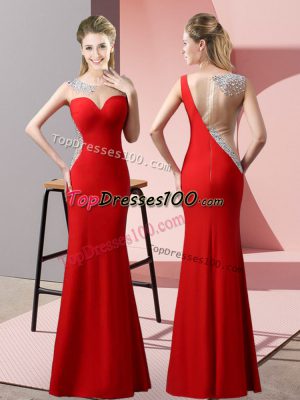 Low Price Red Scoop Neckline Beading and Pick Ups Prom Dresses Sleeveless Zipper