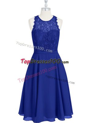 Deluxe Scoop Sleeveless Chiffon Homecoming Dress Lace Zipper