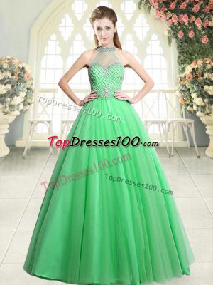 Exquisite Floor Length A-line Sleeveless Green Prom Dress Zipper