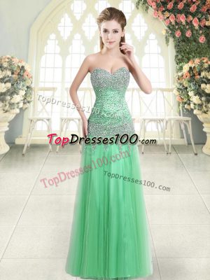 Beading Prom Dress Zipper Sleeveless Floor Length