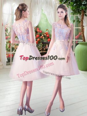 Champagne Zipper Party Dress Wholesale Appliques Sleeveless Knee Length