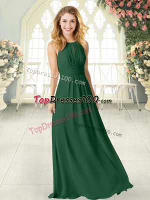 Classical Green Scoop Zipper Ruching Evening Dress Sleeveless