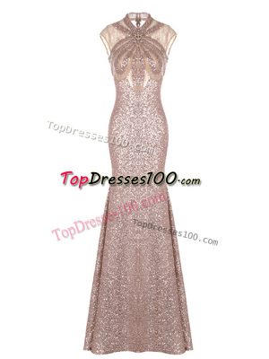 Floor Length Mermaid Sleeveless Pink