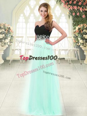 Delicate Appliques Womens Evening Dresses Apple Green Zipper Sleeveless Floor Length