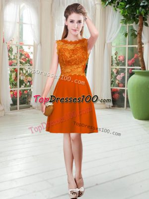 Perfect Orange Red Sleeveless Lace Knee Length Prom Dress