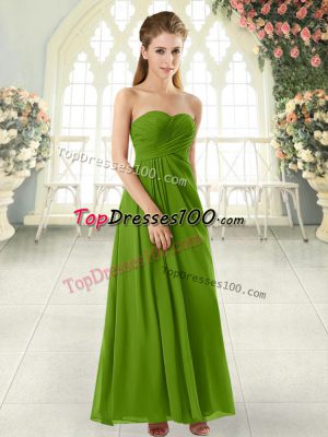 Sleeveless Chiffon Ankle Length Zipper Evening Dress in with Ruching