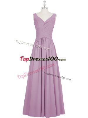 On Sale Purple Zipper Evening Dress Ruching Sleeveless Floor Length