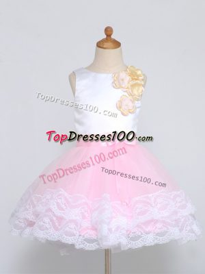 Dazzling Sleeveless Zipper Mini Length Lace and Appliques Flower Girl Dress