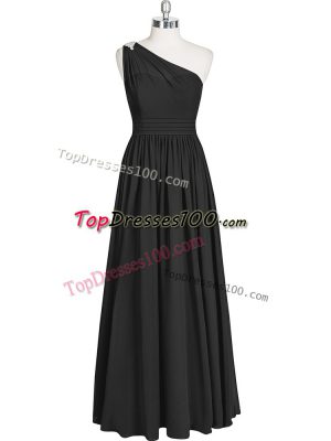Modest Sleeveless Zipper Floor Length Ruching Prom Party Dress