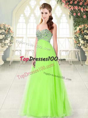 New Arrival Lace Up Prom Evening Gown Beading Sleeveless Floor Length