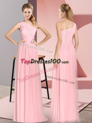 Chiffon Sleeveless Floor Length and Ruching