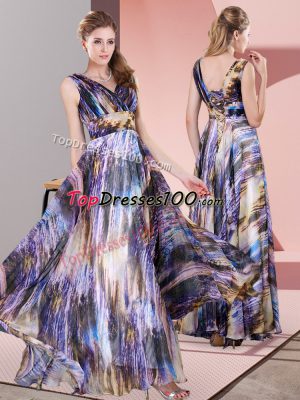 Printed Sleeveless Floor Length Prom Party Dress and Pattern