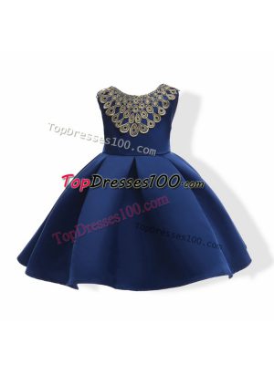 Sleeveless Zipper Mini Length Appliques and Bowknot Child Pageant Dress