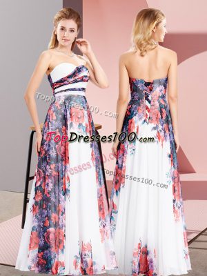 Sleeveless Lace Up Floor Length Pattern Evening Dress