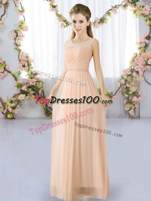 Scoop Sleeveless Chiffon Bridesmaid Gown Belt Lace Up