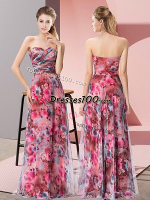 Edgy Sweetheart Sleeveless Zipper Prom Dresses Multi-color Printed