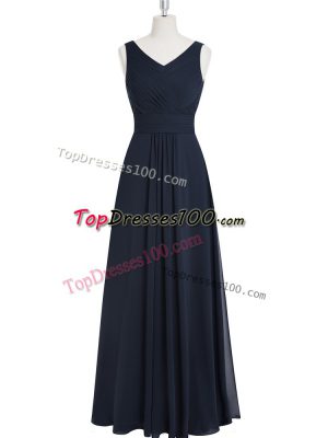 Fancy Black Zipper Prom Party Dress Ruching Sleeveless Floor Length