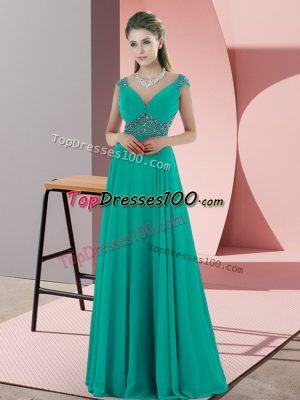 Great Blue V-neck Neckline Beading Homecoming Dress Sleeveless Backless