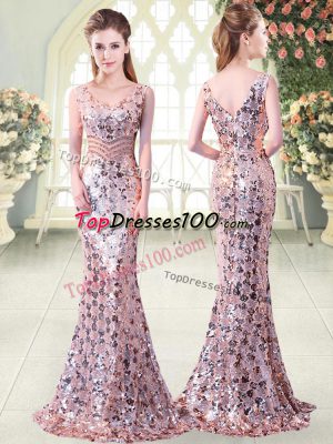 Best Selling Sequined Sleeveless Floor Length Evening Dress and Beading